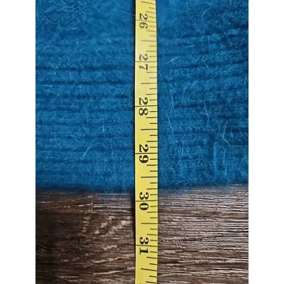 Jamie Teal Blue Angora Open-Front Long-sleeve Cardigan/Sweater Medium - Picture 10 of 16